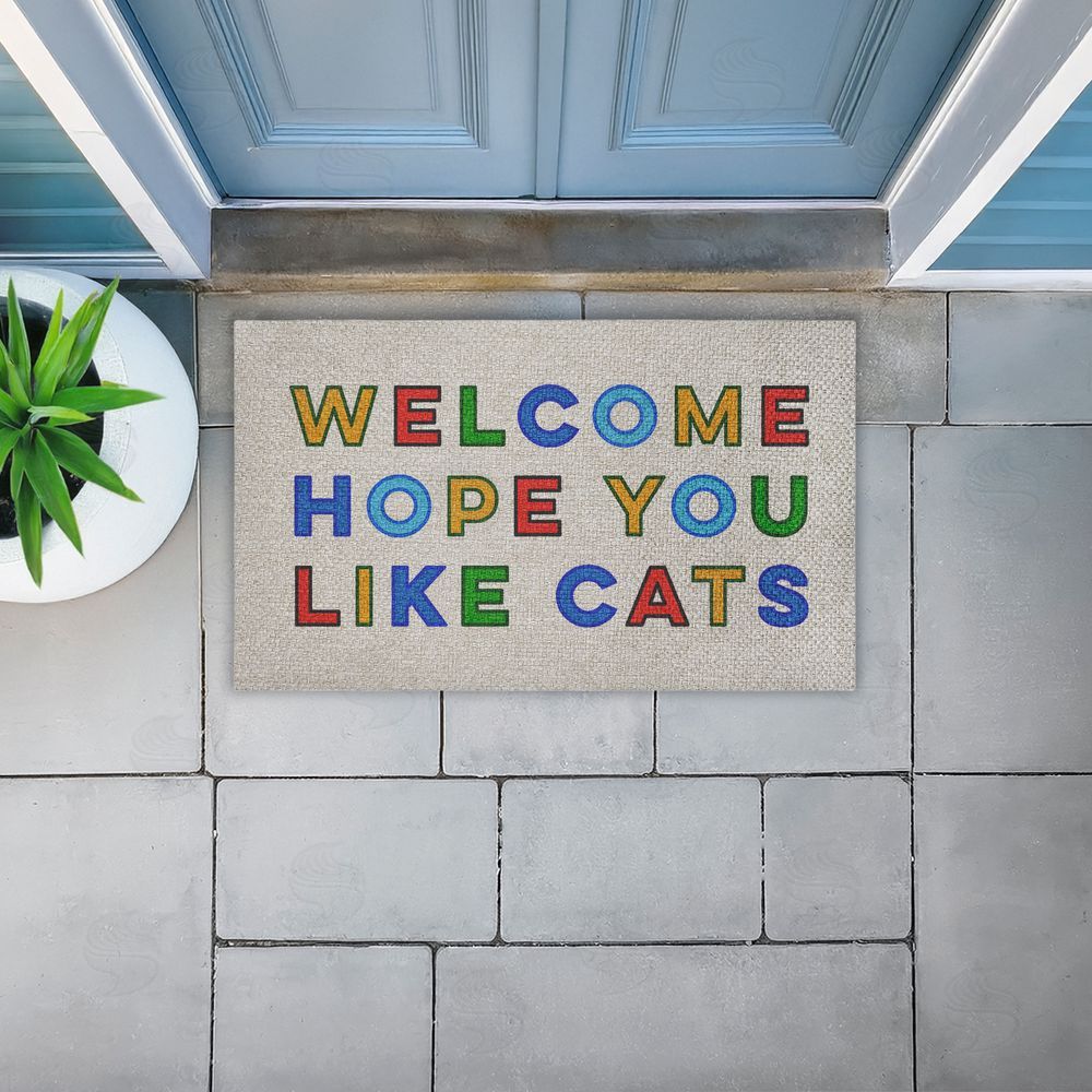 Stupell Studio Hope You Like Cats Greeting Outdoor Faux Sisal Door Mat