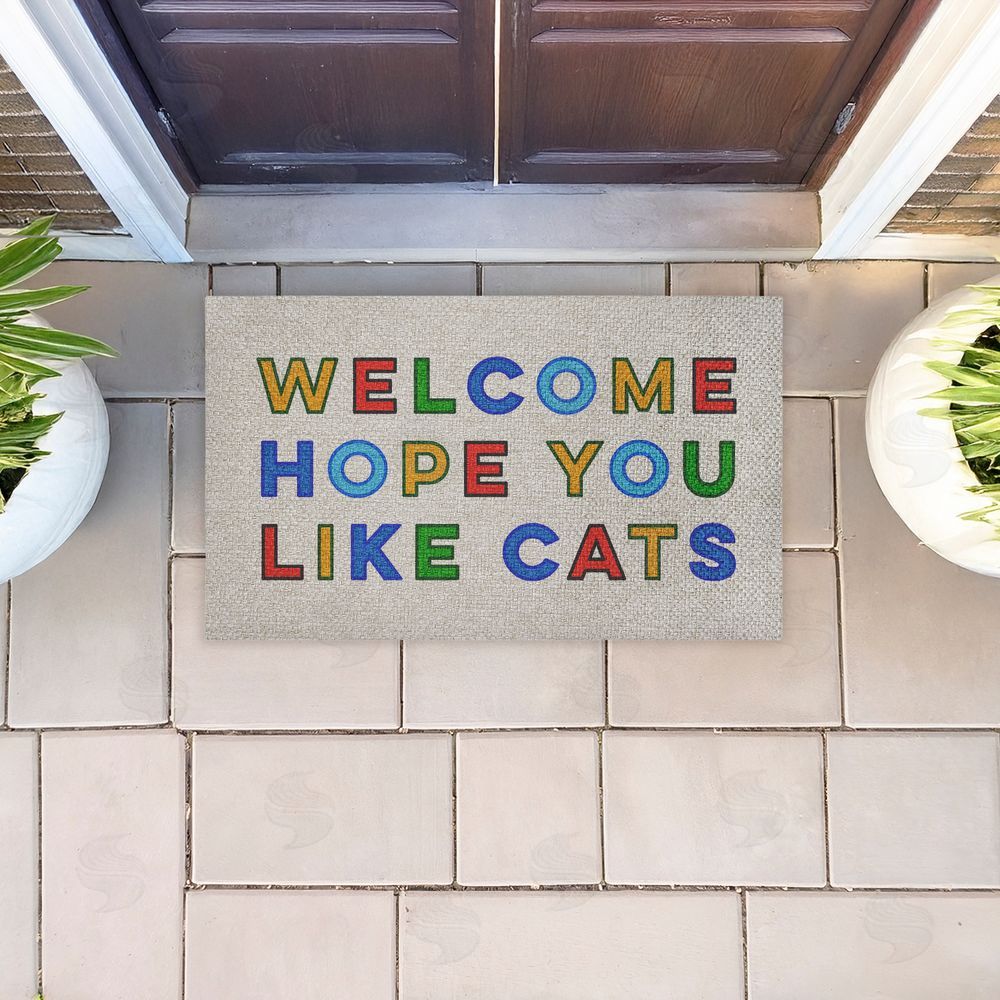 Stupell Studio Hope You Like Cats Greeting Outdoor Faux Sisal Door Mat