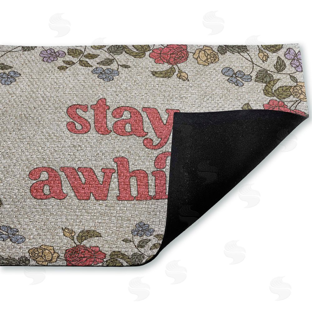 Stupell Studio Stay Awhile Inviting Florals Outdoor Faux Sisal Door Mat