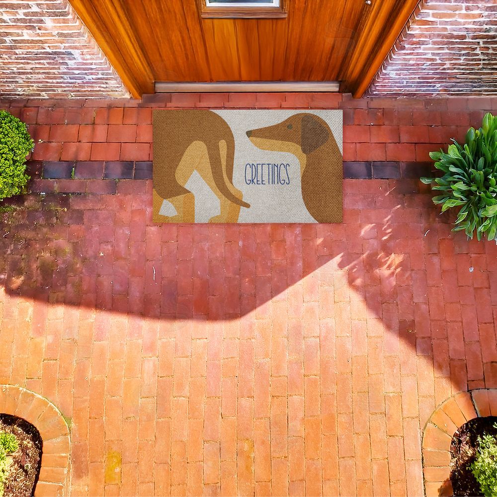 Stupell Studio Greetings Funny Dogs Outdoor Faux Sisal Door Mat