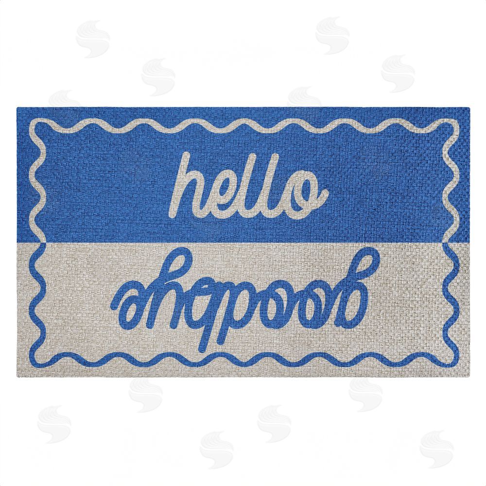 Stupell Studio Hello Goodbye Blue & White Outdoor Faux Sisal Door Mat
