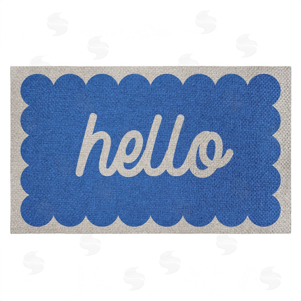 Stupell Studio Hello Blue Greeting Outdoor Faux Sisal Door Mat
