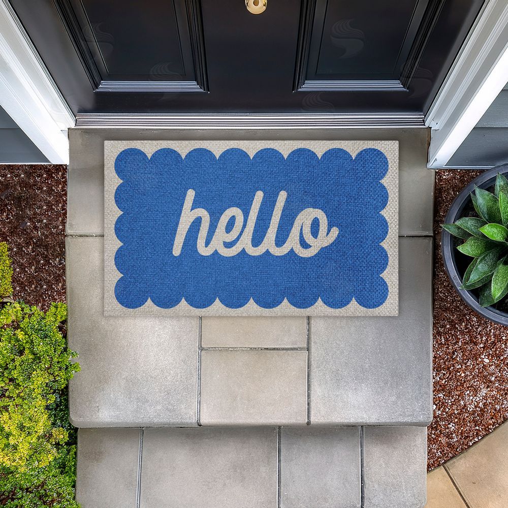 Stupell Studio Hello Blue Greeting Outdoor Faux Sisal Door Mat