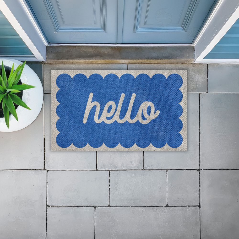 Stupell Studio Hello Blue Greeting Outdoor Faux Sisal Door Mat