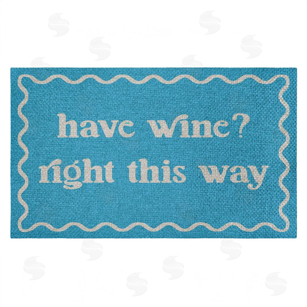 Stupell Studio Blue Have Wine Greeting Outdoor Faux Sisal Door Mat