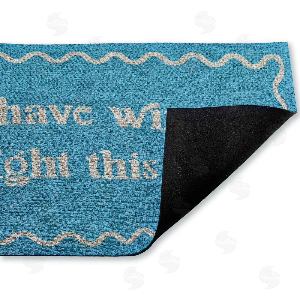 Stupell Studio Blue Have Wine Greeting Outdoor Faux Sisal Door Mat