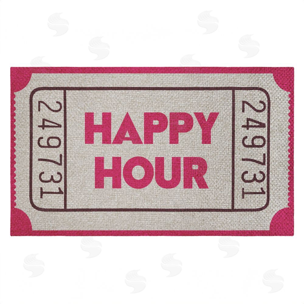 Stupell Studio Happy Hour Ticket Stub Outdoor Faux Sisal Door Mat