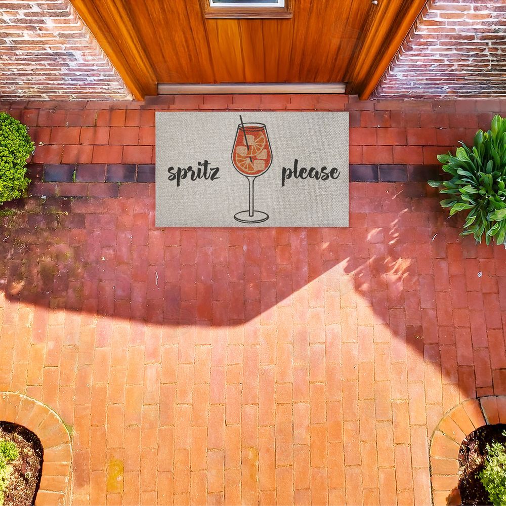 Stupell Studio Spritz Please Kitchen  Outdoor Faux Sisal Door Mat