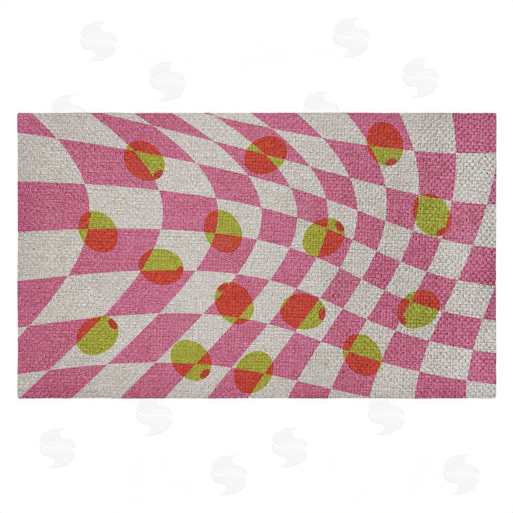 Stupell Studio Retro Curved Olive Abstract Outdoor Faux Sisal Door Mat