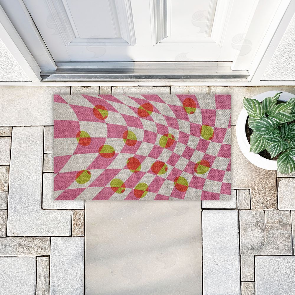 Stupell Studio Retro Curved Olive Abstract Outdoor Faux Sisal Door Mat