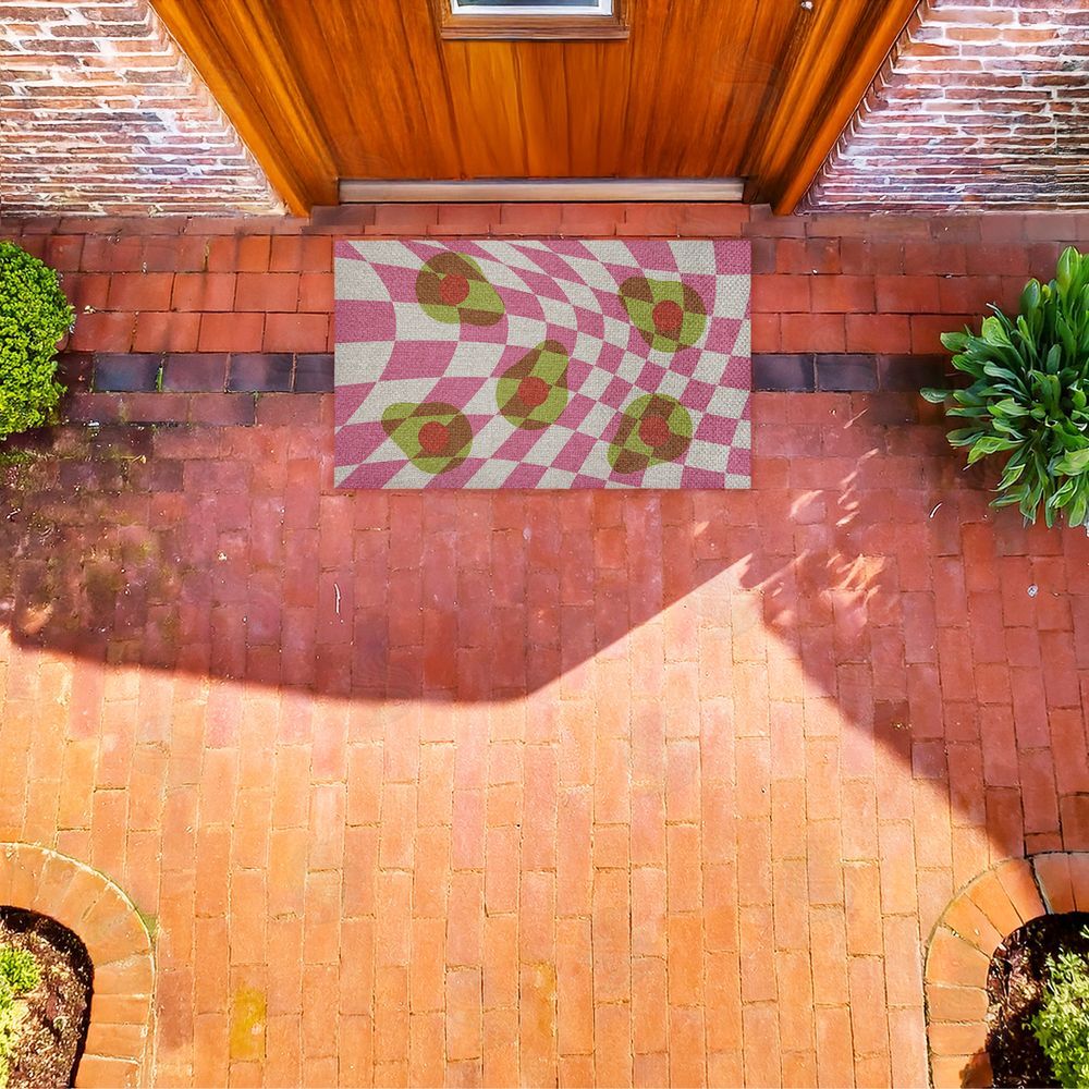 Stupell Studio Optical Illusion Avocados Outdoor Faux Sisal Door Mat