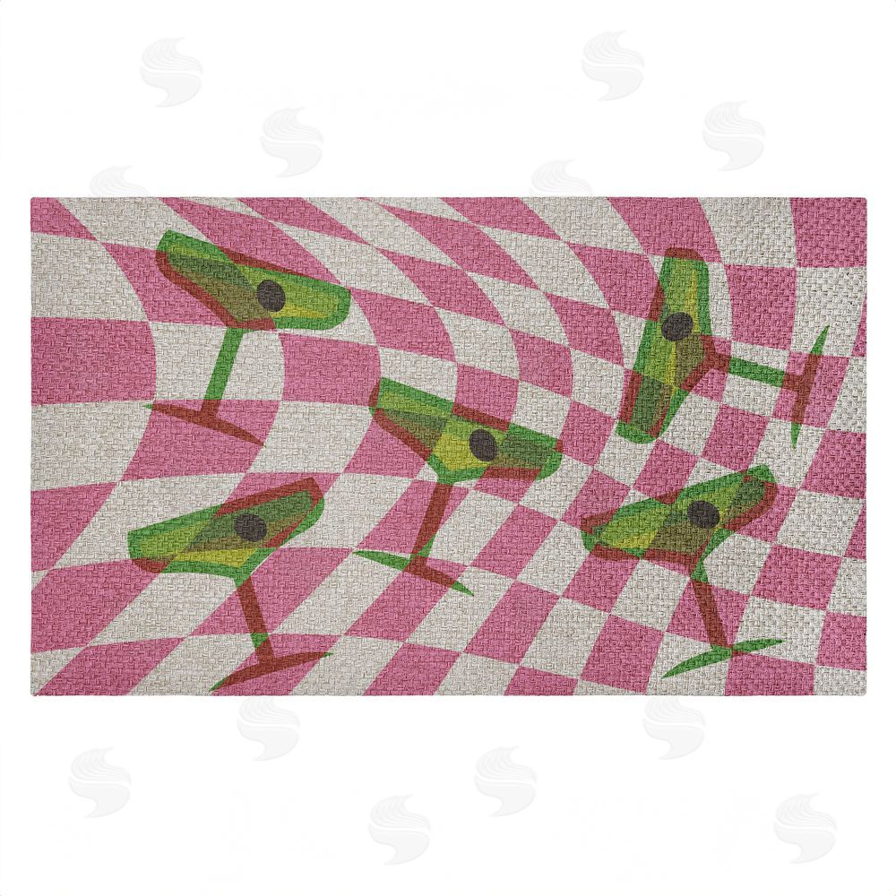 Stupell Studio Bright Retro Cocktail Glasses Outdoor Faux Sisal Door Mat