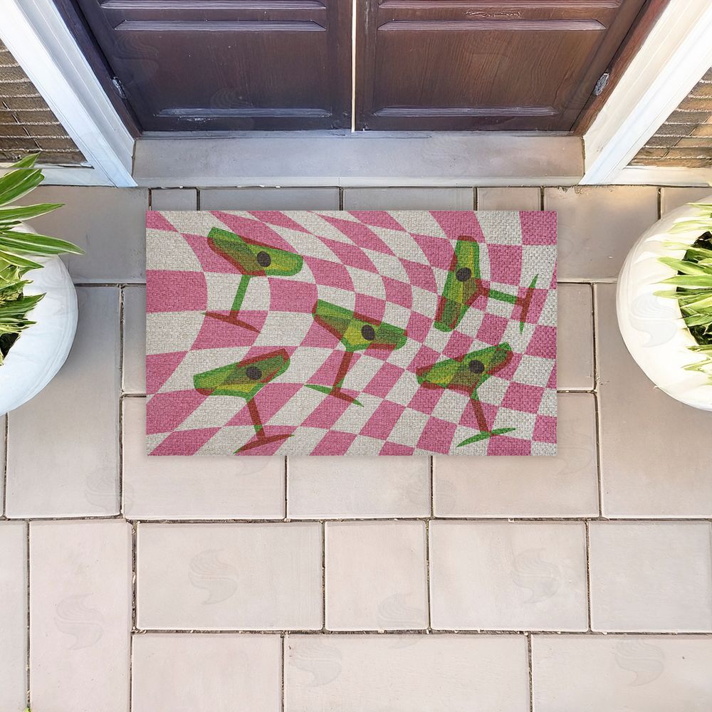 Stupell Studio Bright Retro Cocktail Glasses Outdoor Faux Sisal Door Mat