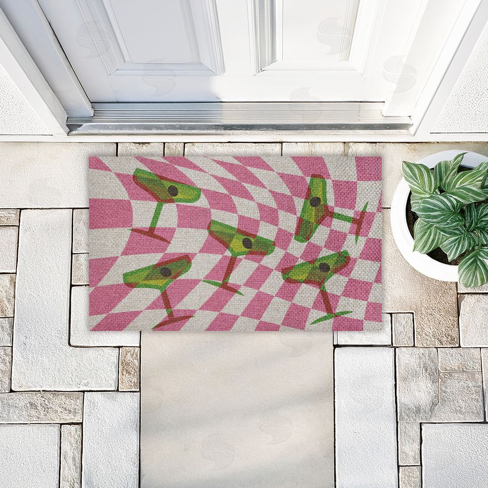 Stupell Studio Bright Retro Cocktail Glasses Outdoor Faux Sisal Door Mat