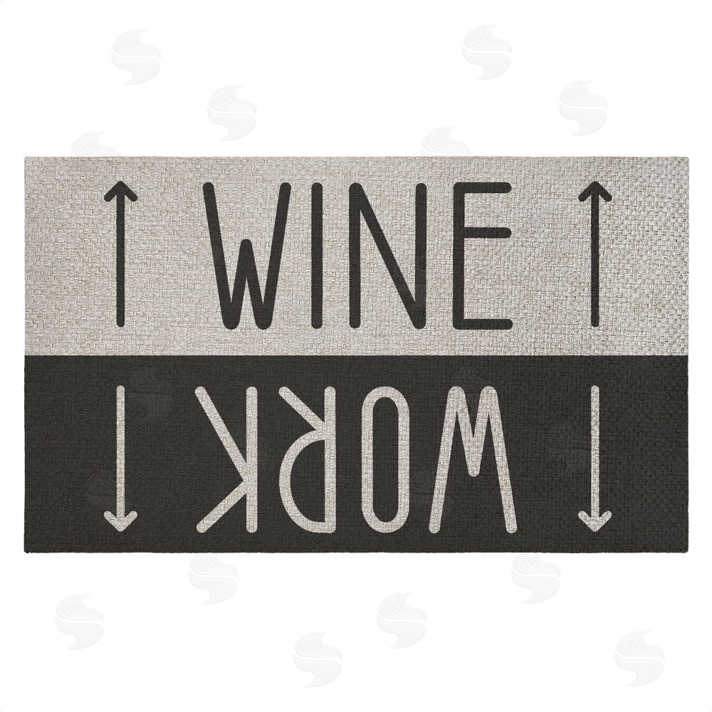 Stupell Studio Work & Wine Welcome Outdoor Faux Sisal Door Mat