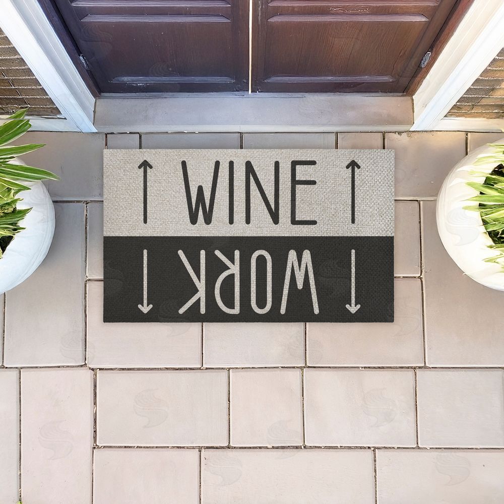 Stupell Studio Work & Wine Welcome Outdoor Faux Sisal Door Mat