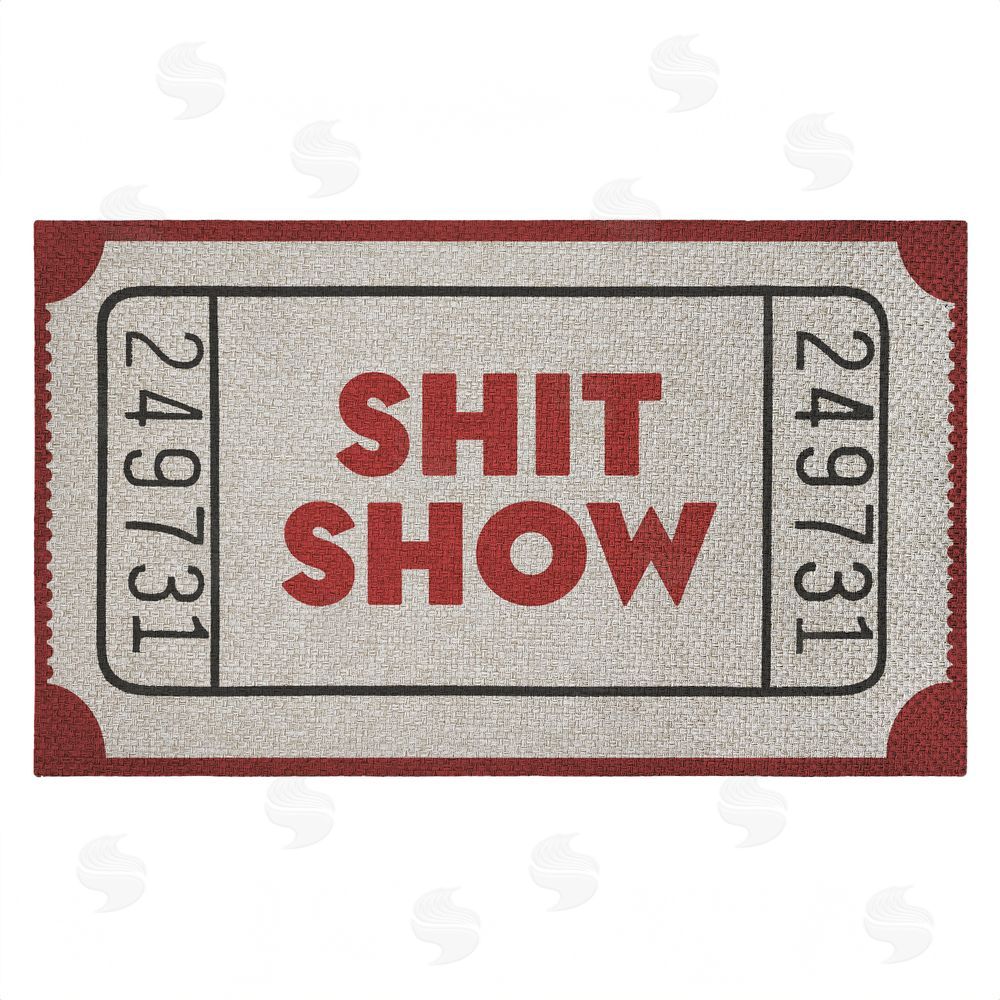 Stupell Studio Red Sh*t Show Ticket Outdoor Faux Sisal Door Mat