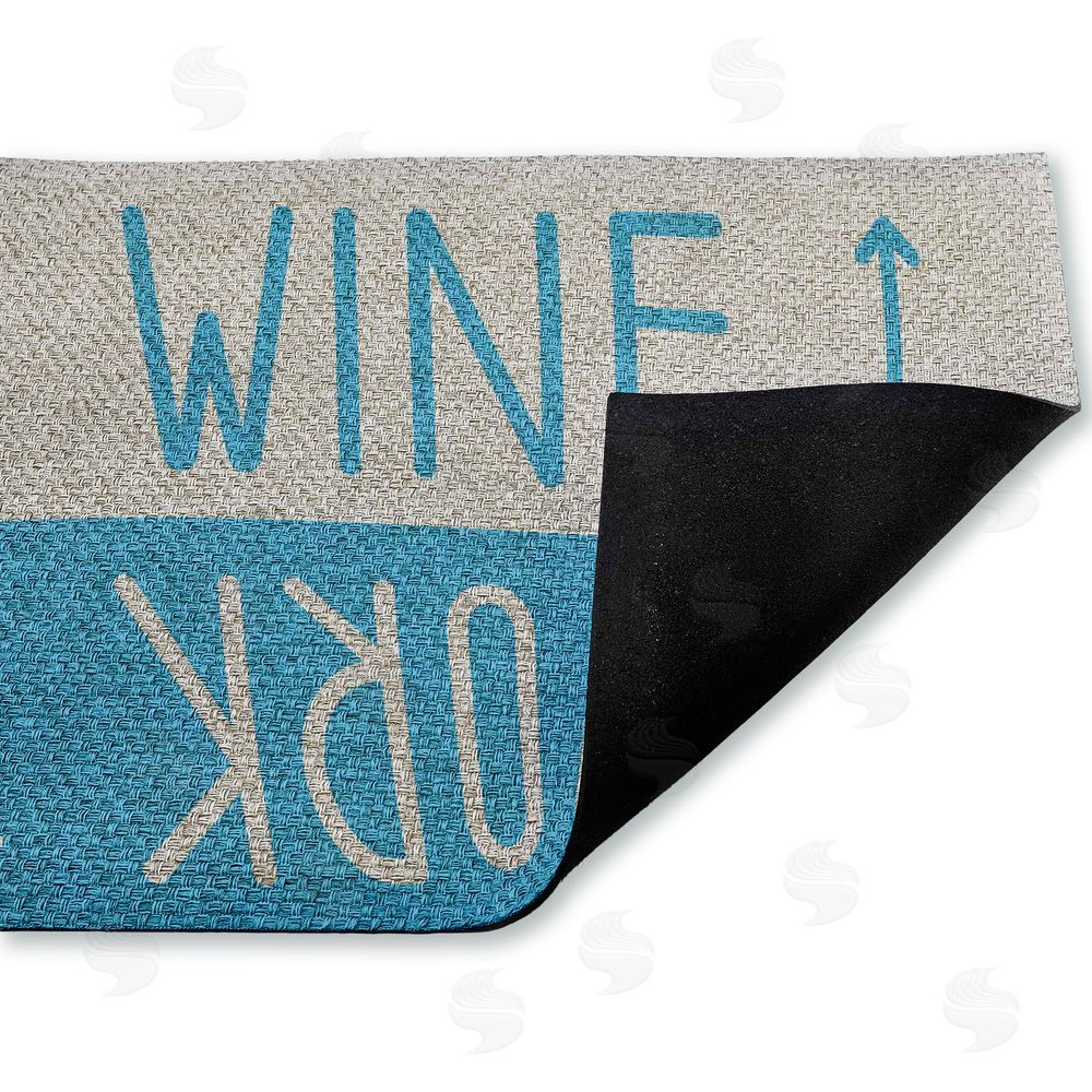 Stupell Studio Work & Wine Blue Outdoor Faux Sisal Door Mat