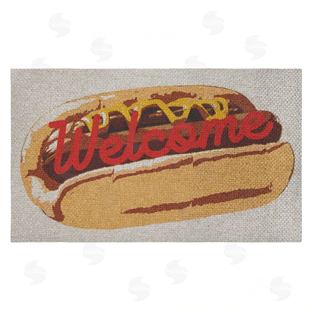Stupell Studio Welcome Hotdog Pop Style Outdoor Faux Sisal Door Mat