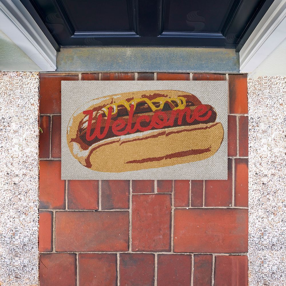 Stupell Studio Welcome Hotdog Pop Style Outdoor Faux Sisal Door Mat
