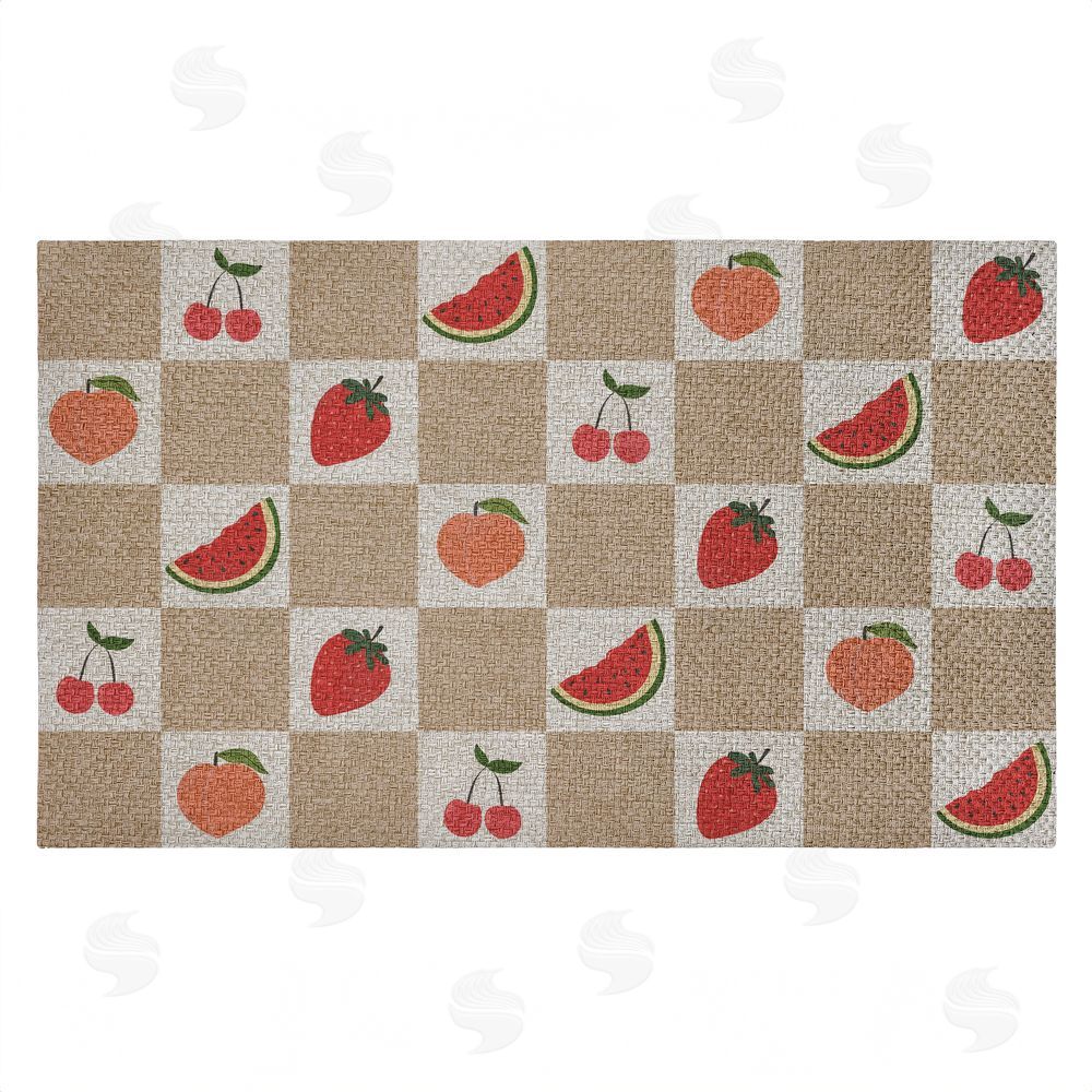 Stupell Studio Soft Fruits Checkered Outdoor Faux Sisal Door Mat