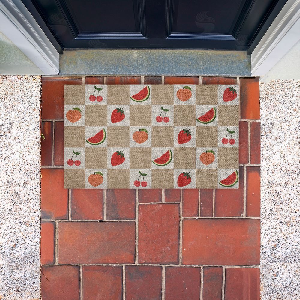 Stupell Studio Soft Fruits Checkered Outdoor Faux Sisal Door Mat