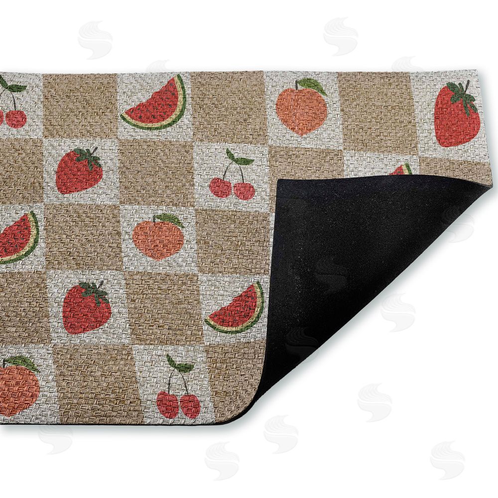 Stupell Studio Soft Fruits Checkered Outdoor Faux Sisal Door Mat