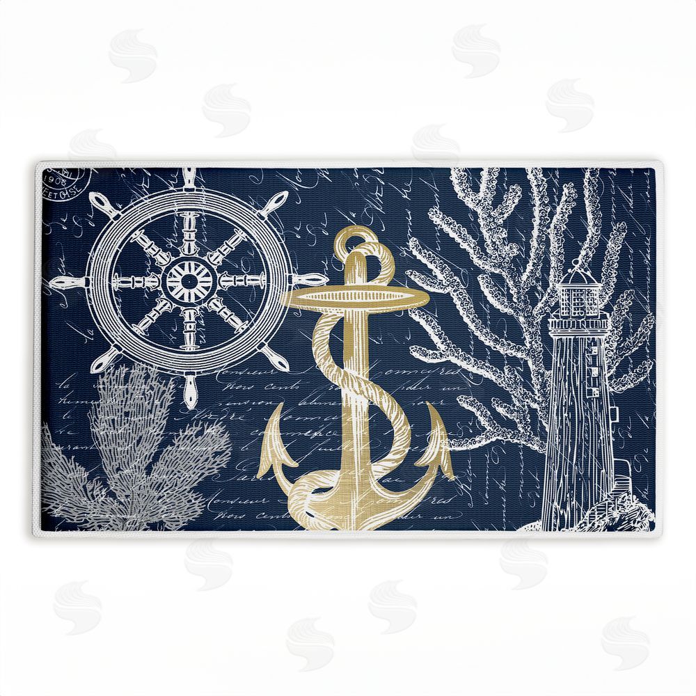 Kim Allen Vintage Nautical Sea Letters Plush Bathroom Floor Mat