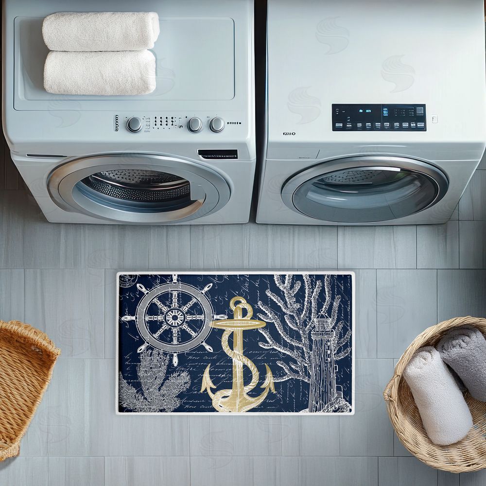 Kim Allen Vintage Nautical Sea Letters Plush Bathroom Floor Mat