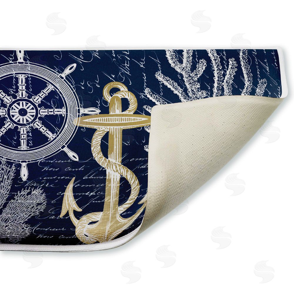 Kim Allen Vintage Nautical Sea Letters Plush Bathroom Floor Mat