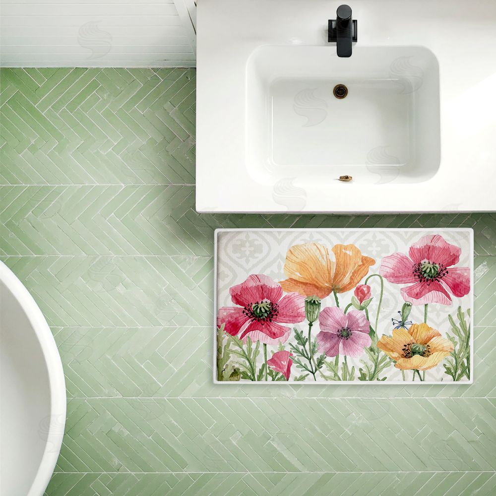 Kim Allen Poppy Place on Geometric Plush Bathroom Floor Mat
