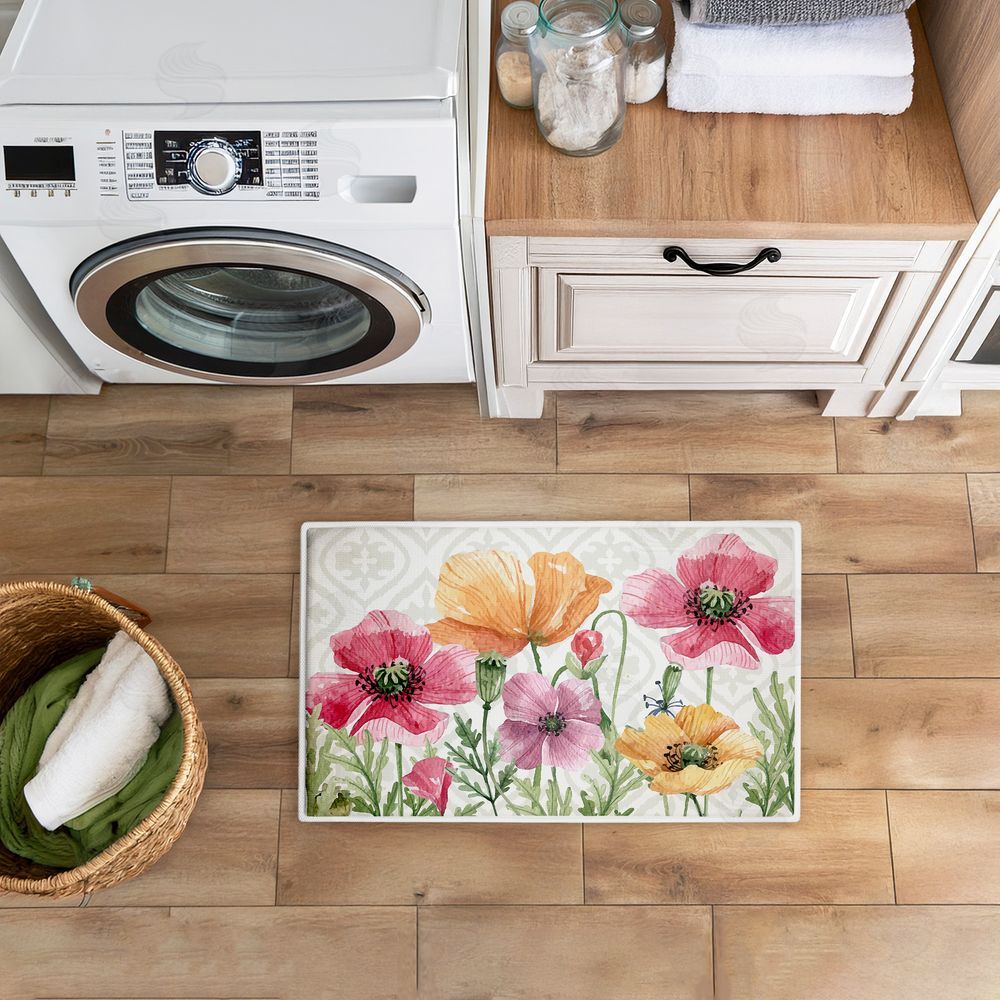 Kim Allen Poppy Place on Geometric Plush Bathroom Floor Mat