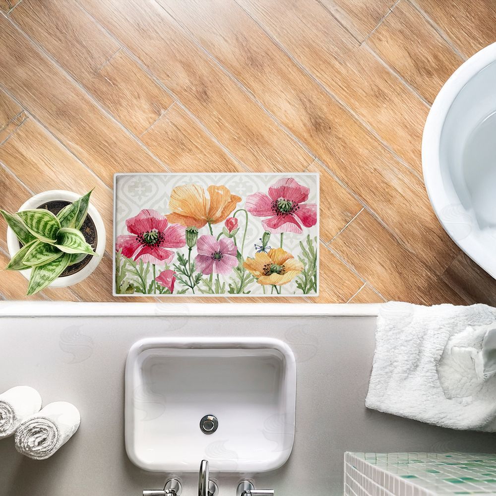 Kim Allen Poppy Place on Geometric Plush Bathroom Floor Mat