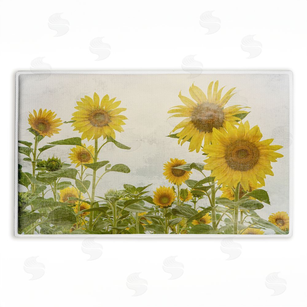 Anne Bailey Sunny Mood Flower Field Plush Bathroom Floor Mat