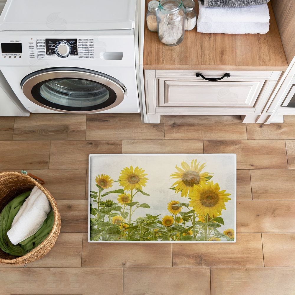 Anne Bailey Sunny Mood Flower Field Plush Bathroom Floor Mat