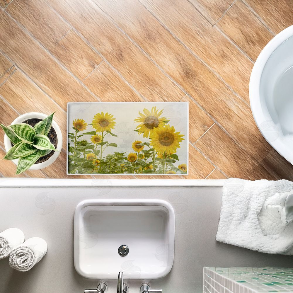 Anne Bailey Sunny Mood Flower Field Plush Bathroom Floor Mat