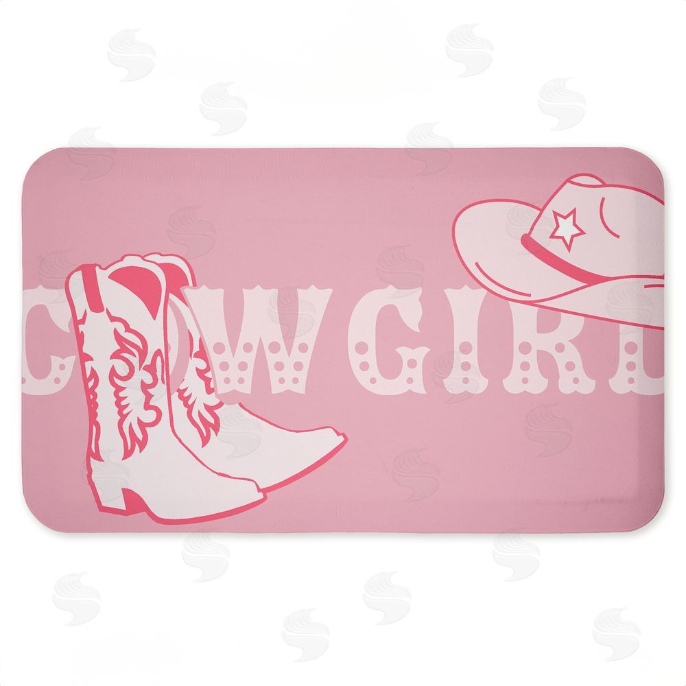 Corinne Rose Designs Pink Feminine Dancing Cowgirl Kitchen Floor Mat