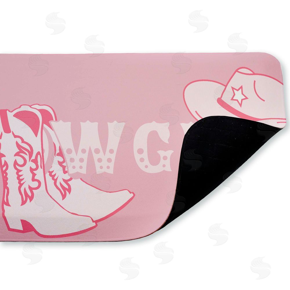 Corinne Rose Designs Pink Feminine Dancing Cowgirl Kitchen Floor Mat