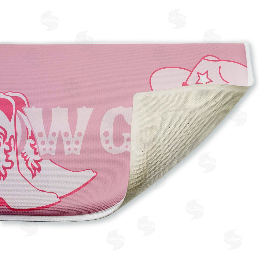 Corinne Rose Designs Pink Feminine Dancing Cowgirl Plush Bathroom Floor Mat