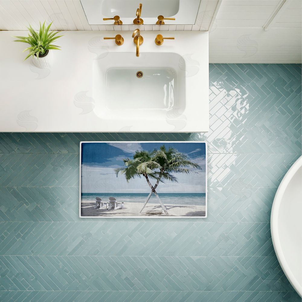 Denise Brown X Marks The Spot Palms Plush Bathroom Floor Mat