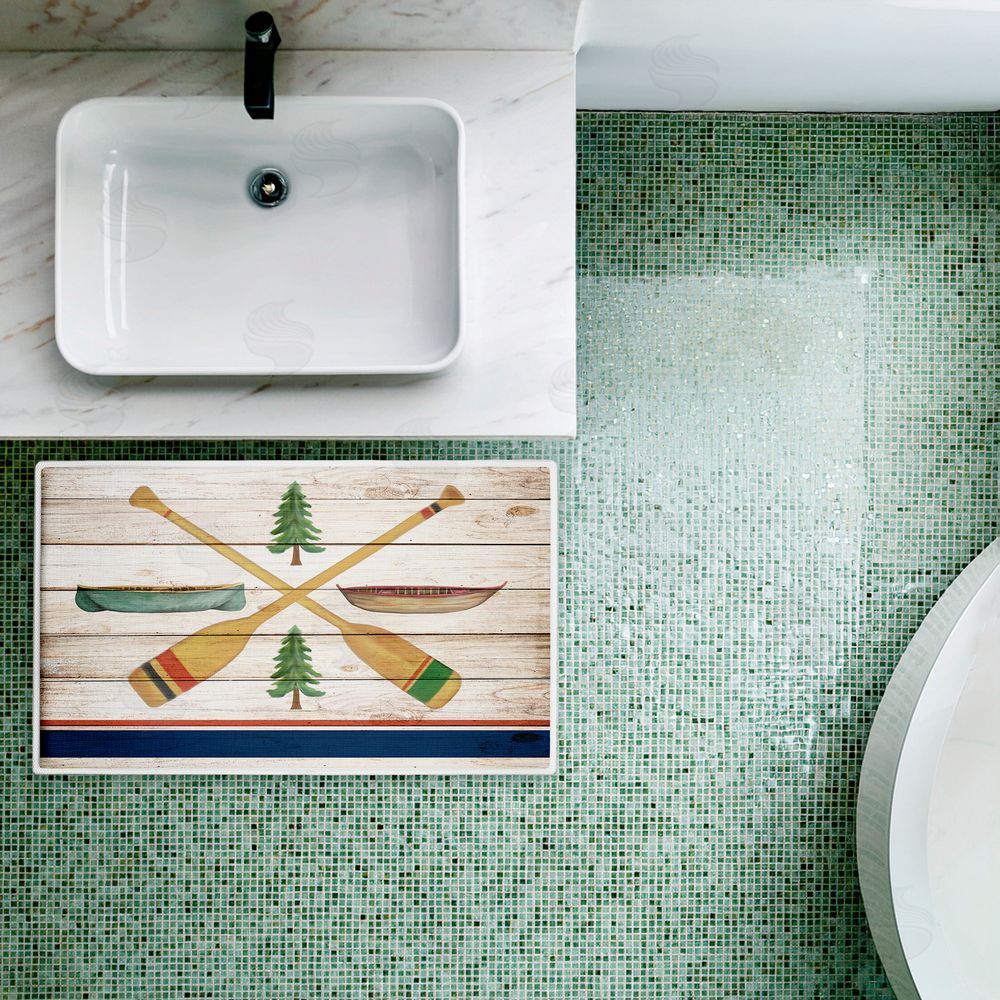 Kim Allen Exploring Rustic Canoe Paddles Plush Bathroom Floor Mat
