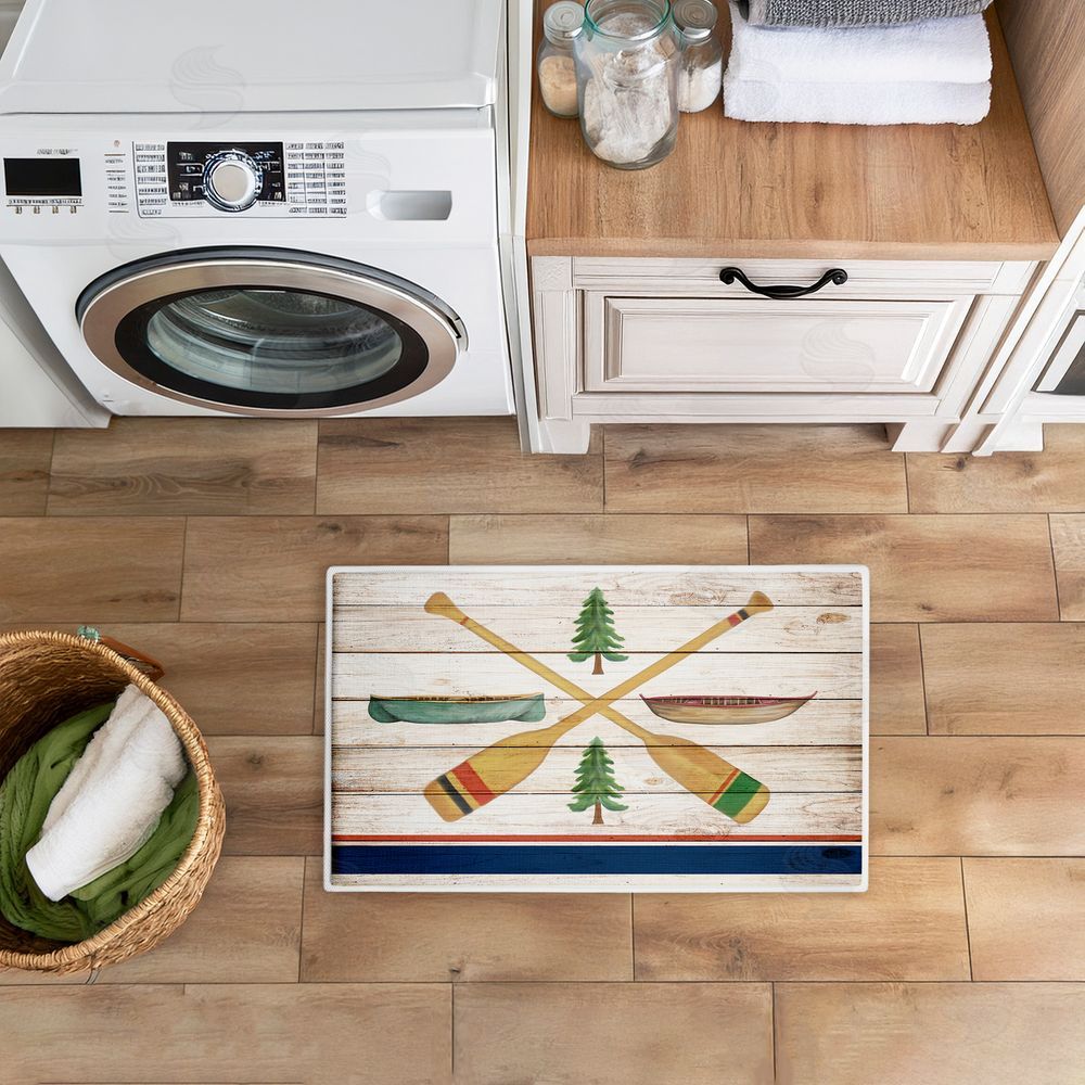 Kim Allen Exploring Rustic Canoe Paddles Plush Bathroom Floor Mat
