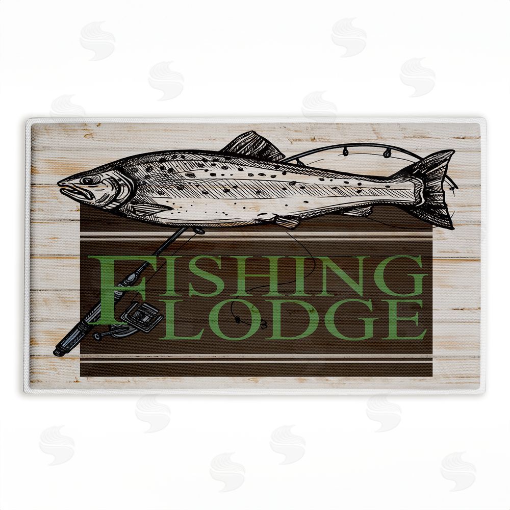 Kim Allen Rustic Fishing Lodge Plush Bathroom Floor Mat