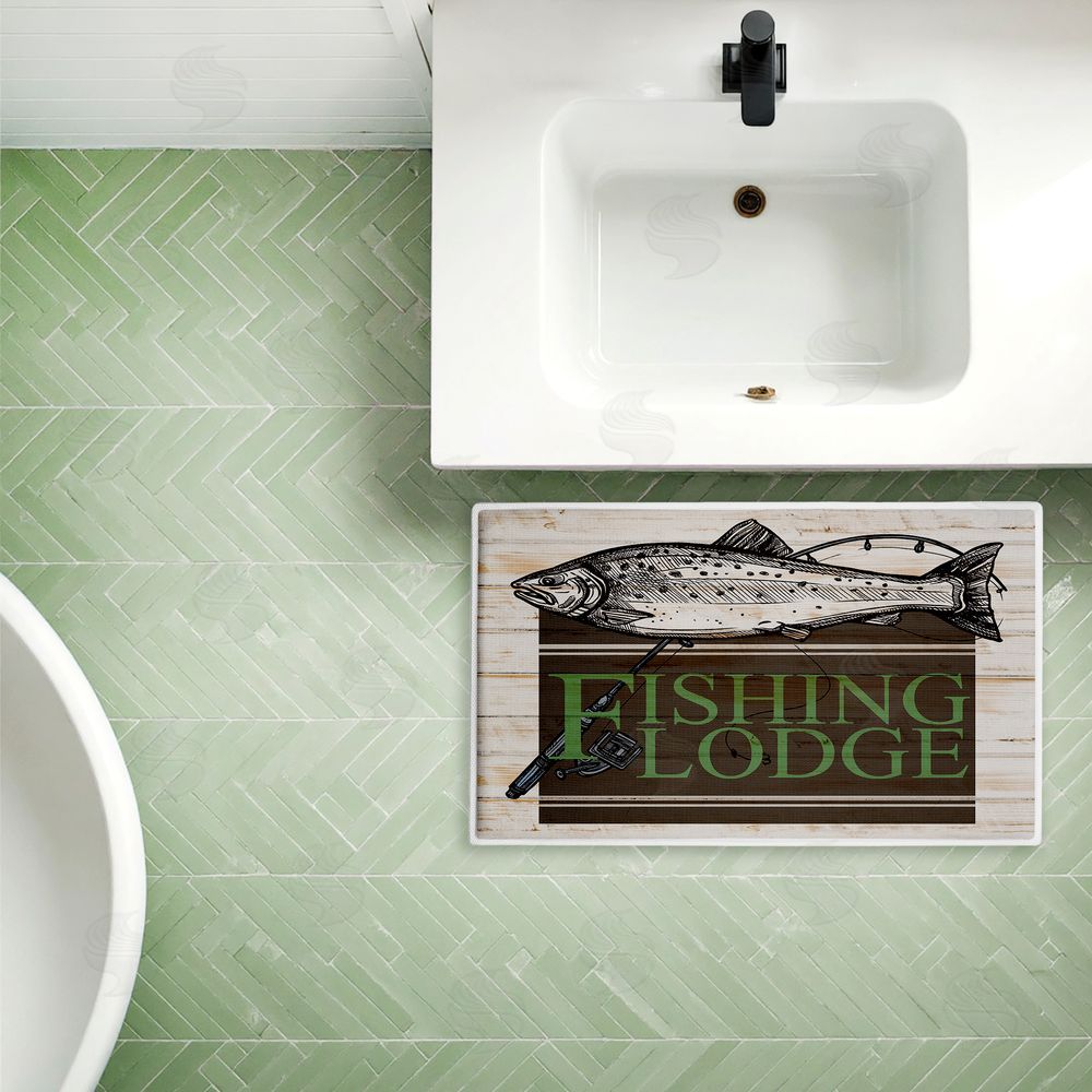 Kim Allen Rustic Fishing Lodge Plush Bathroom Floor Mat