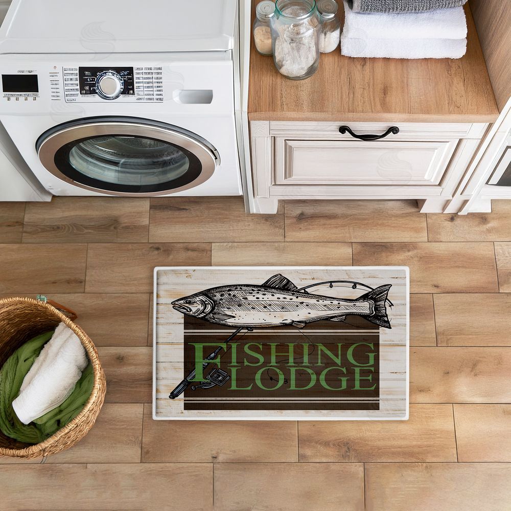 Kim Allen Rustic Fishing Lodge Plush Bathroom Floor Mat