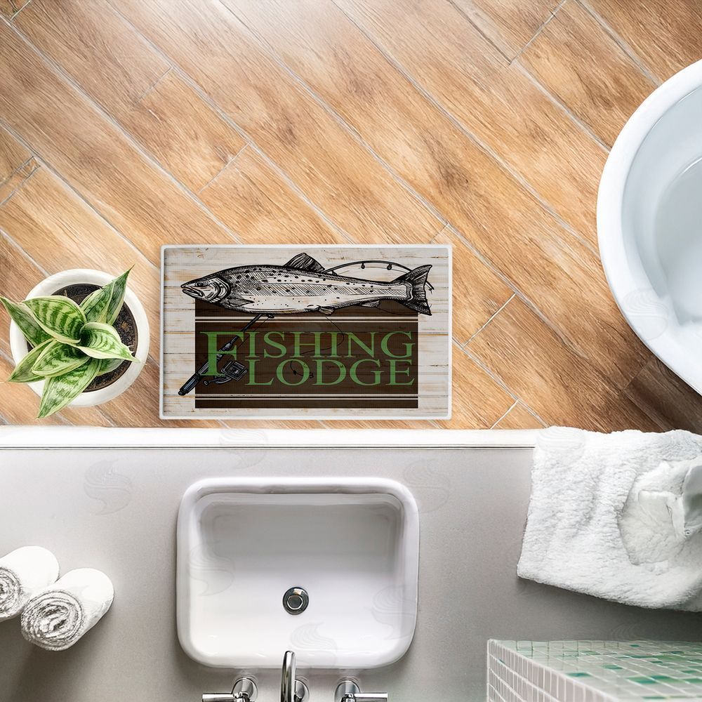 Kim Allen Rustic Fishing Lodge Plush Bathroom Floor Mat