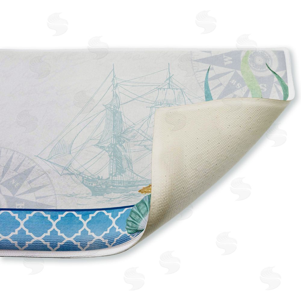 Kim Allen Bayside Sea Life & Ship Plush Bathroom Floor Mat