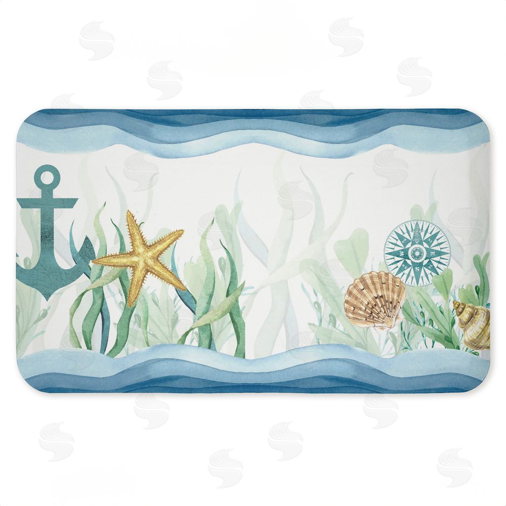 Kim Allen Bayside Sea Life & Waves Kitchen Floor Mat