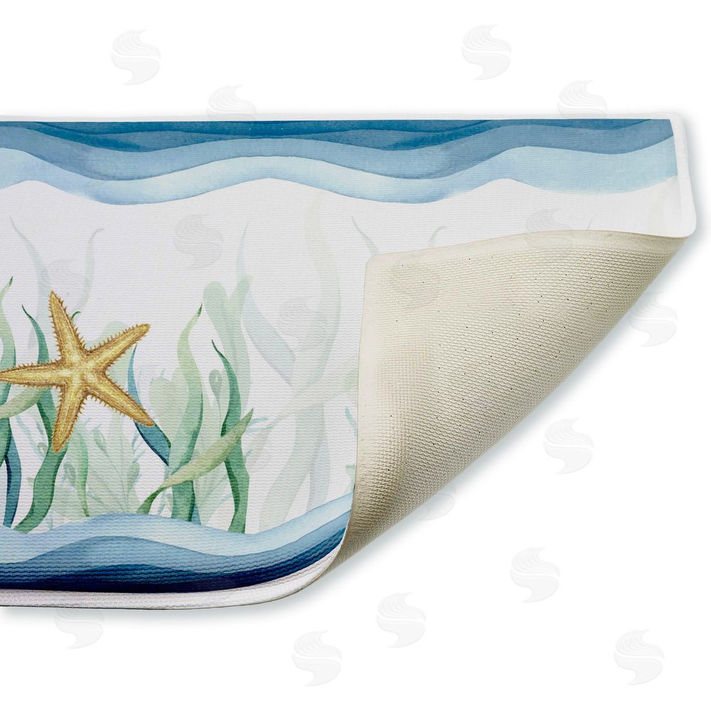 Kim Allen Bayside Sea Life & Waves Plush Bathroom Floor Mat