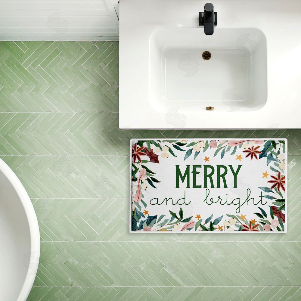 Kim Allen Merry And Bright Seasonal Florals Plush Bathroom Floor Mat
